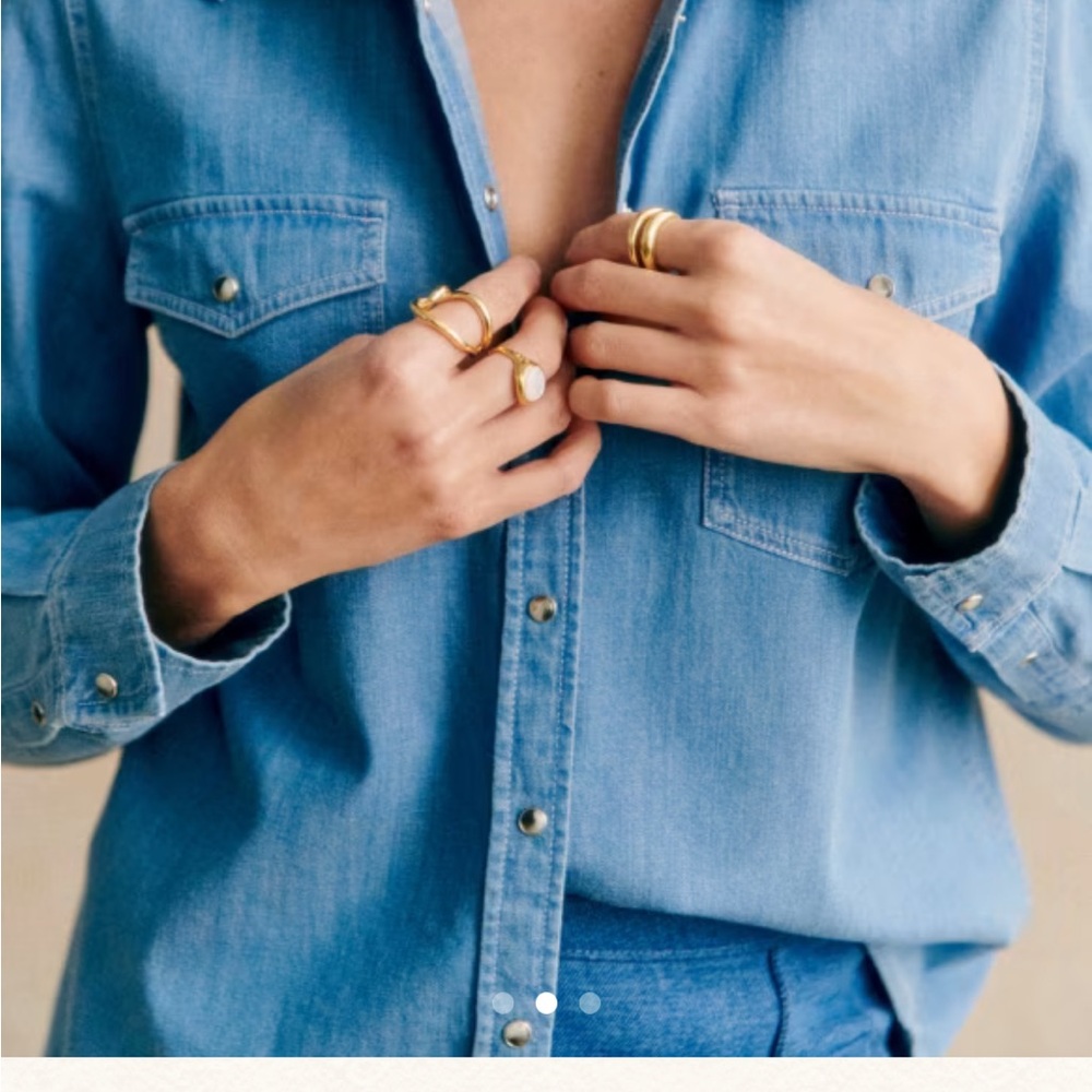 Sezane Servanne snap shirt